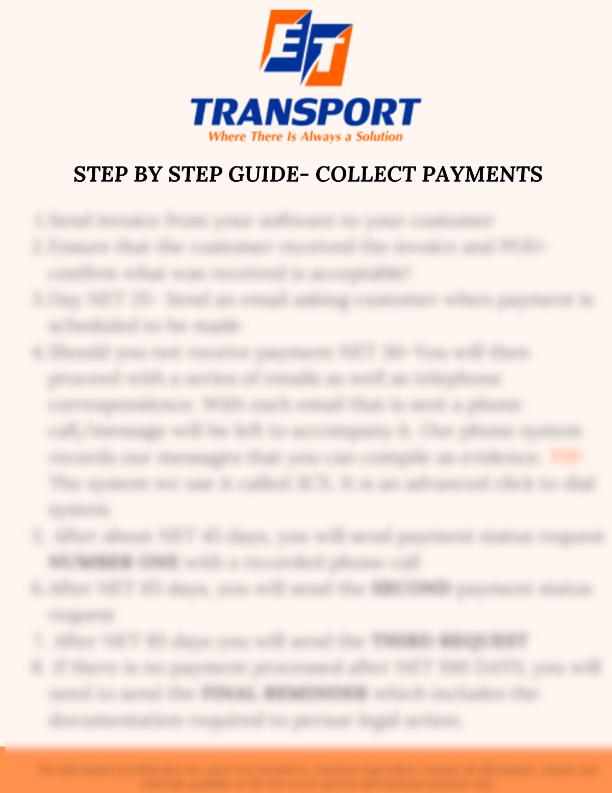Freight Bill Collection Tool Kit